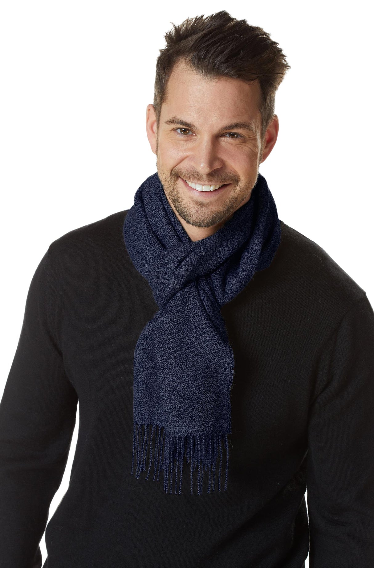 Schal MELIERT aus 100% Alpaka blau meliert one-size von Apu Kuntur