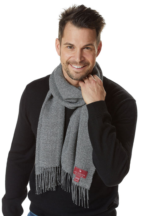 Schal MELIERT aus 100% Alpaka grau meliert one-size von Apu Kuntur