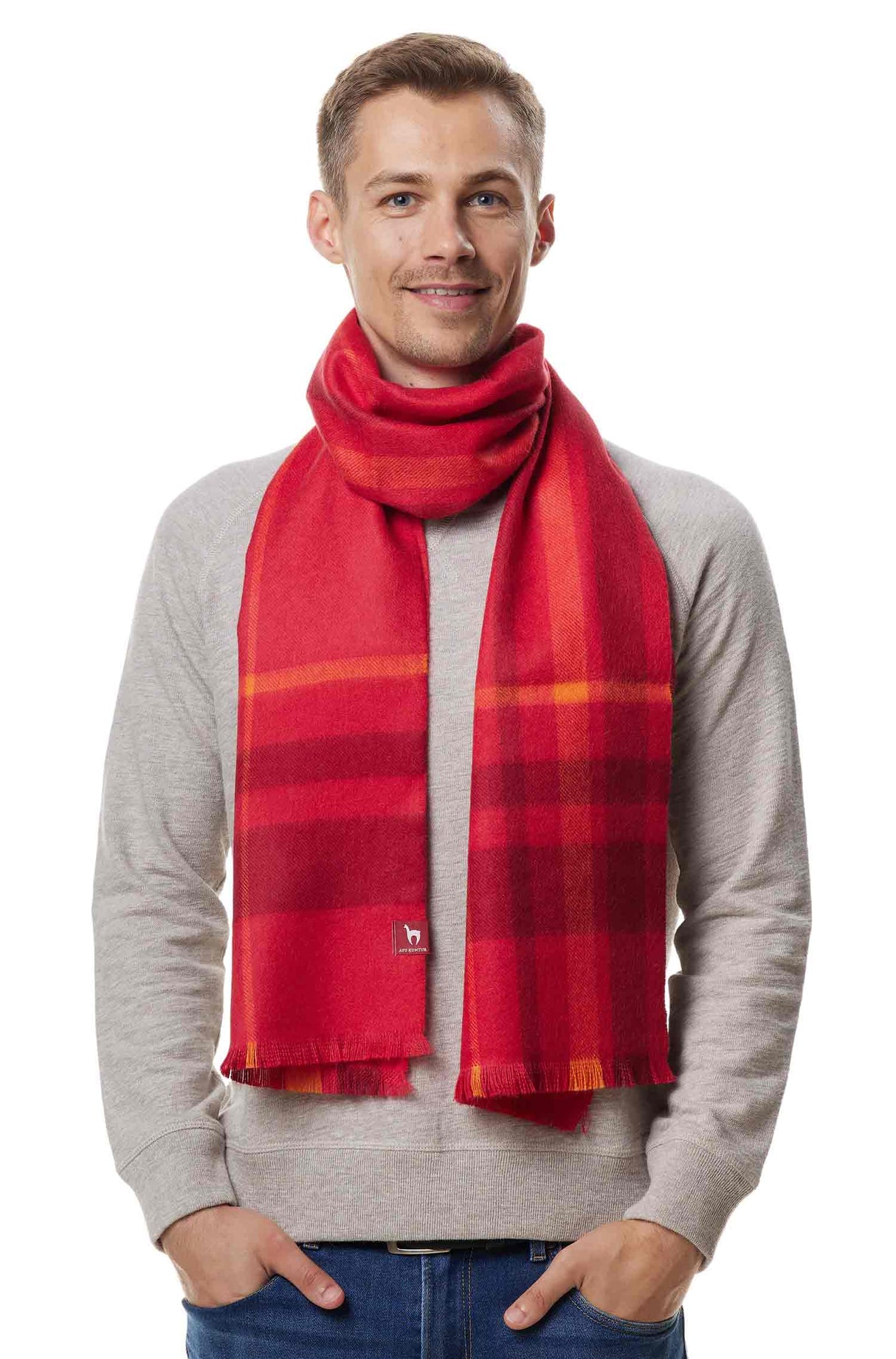 Schal PADRINO aus 100% Alpaka rot one-size von Apu Kuntur