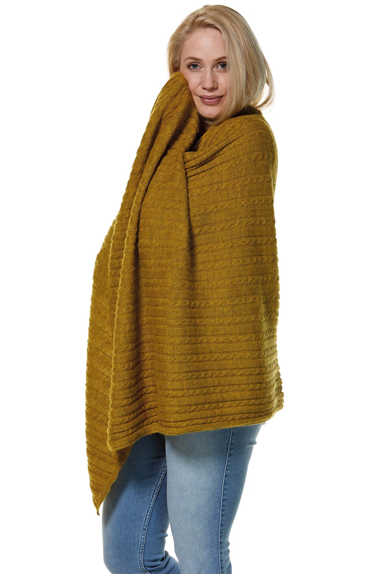 Schal/Reisedecke SUAVE aus 100% Alpaka gelb one-size von Apu Kuntur
