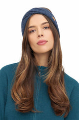 Stirnband SUAVE mit Twist - 100% Alpaka blau one-size von Apu Kuntur