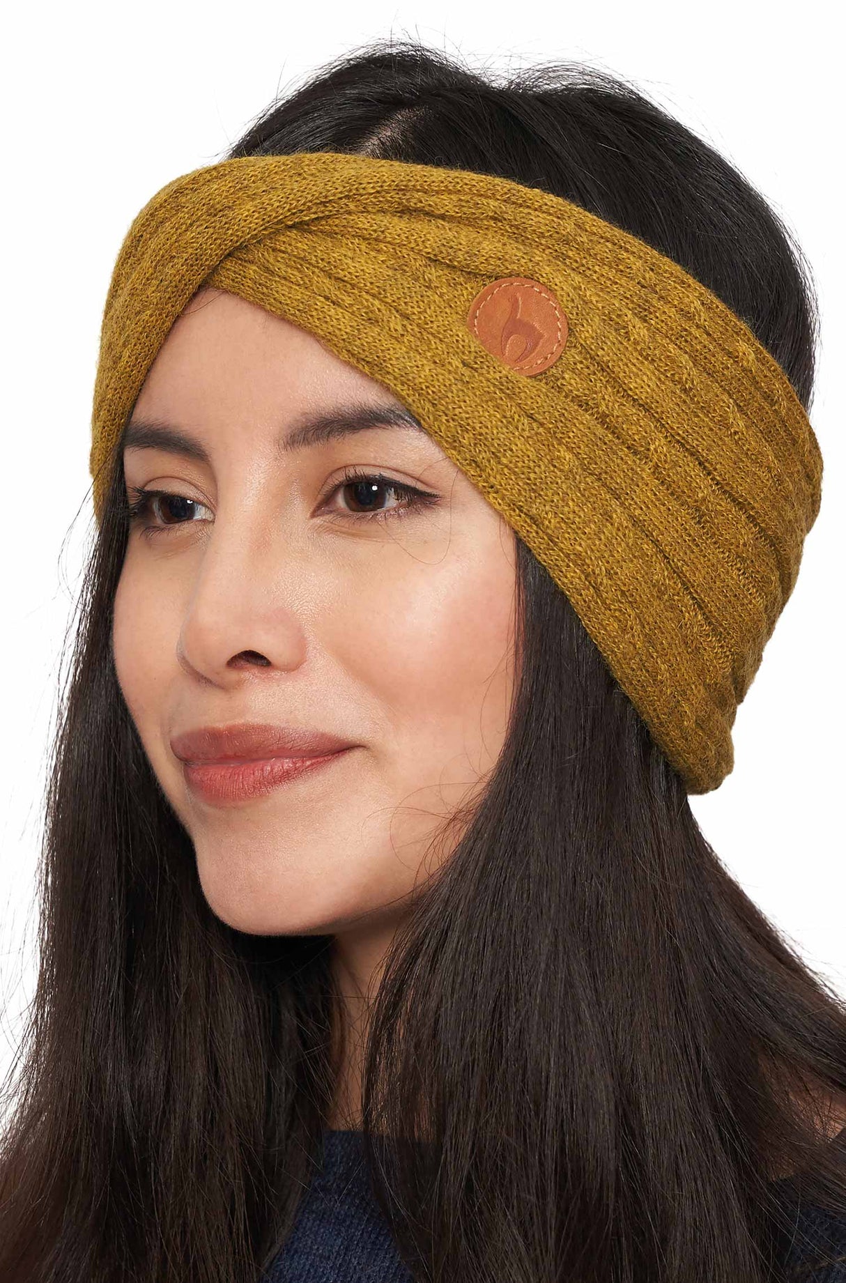 Stirnband SUAVE mit Twist - 100% Alpaka gelb one-size von Apu Kuntur