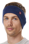 Stirnband UNI mit Ohrenklappen - 100% Alpaka blau meliert one-size von Apu Kuntur