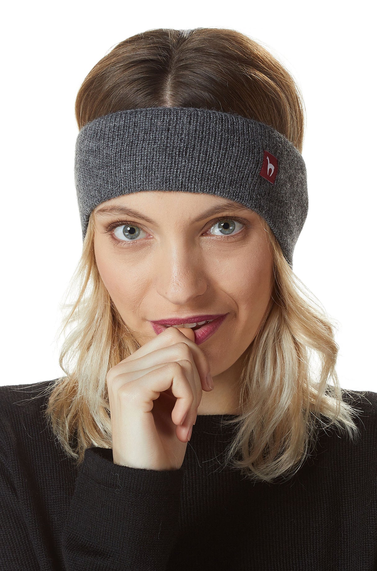 Stirnband UNI mit Ohrenklappen - 100% Alpaka grau one-size von Apu Kuntur