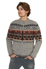 Strickjacke Herren FIESTA aus 100% Alpaka grau von Apu Kuntur