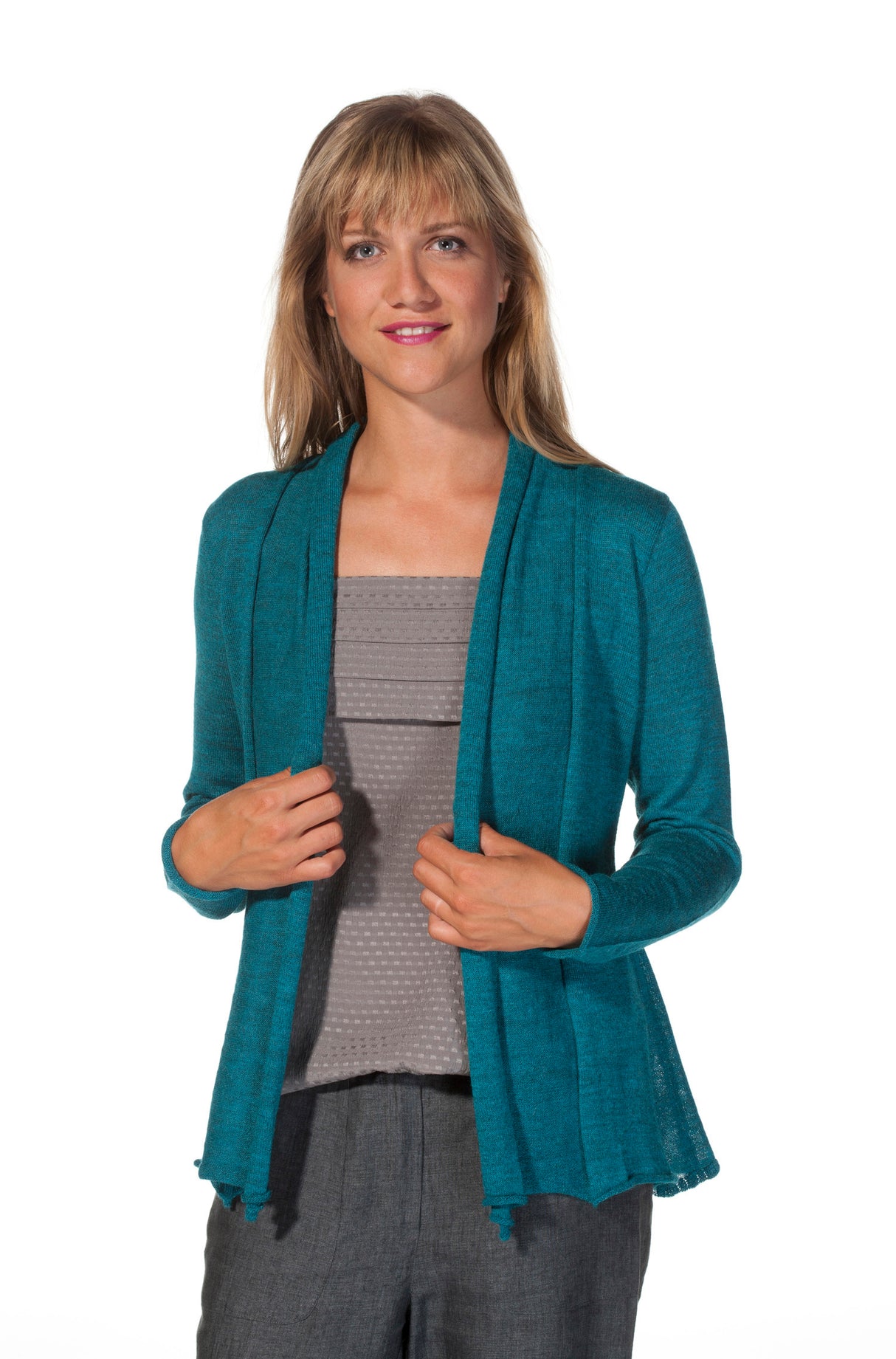 Strickjacke PENELOPE aus 100% Alpaka türkis von Apu Kuntur