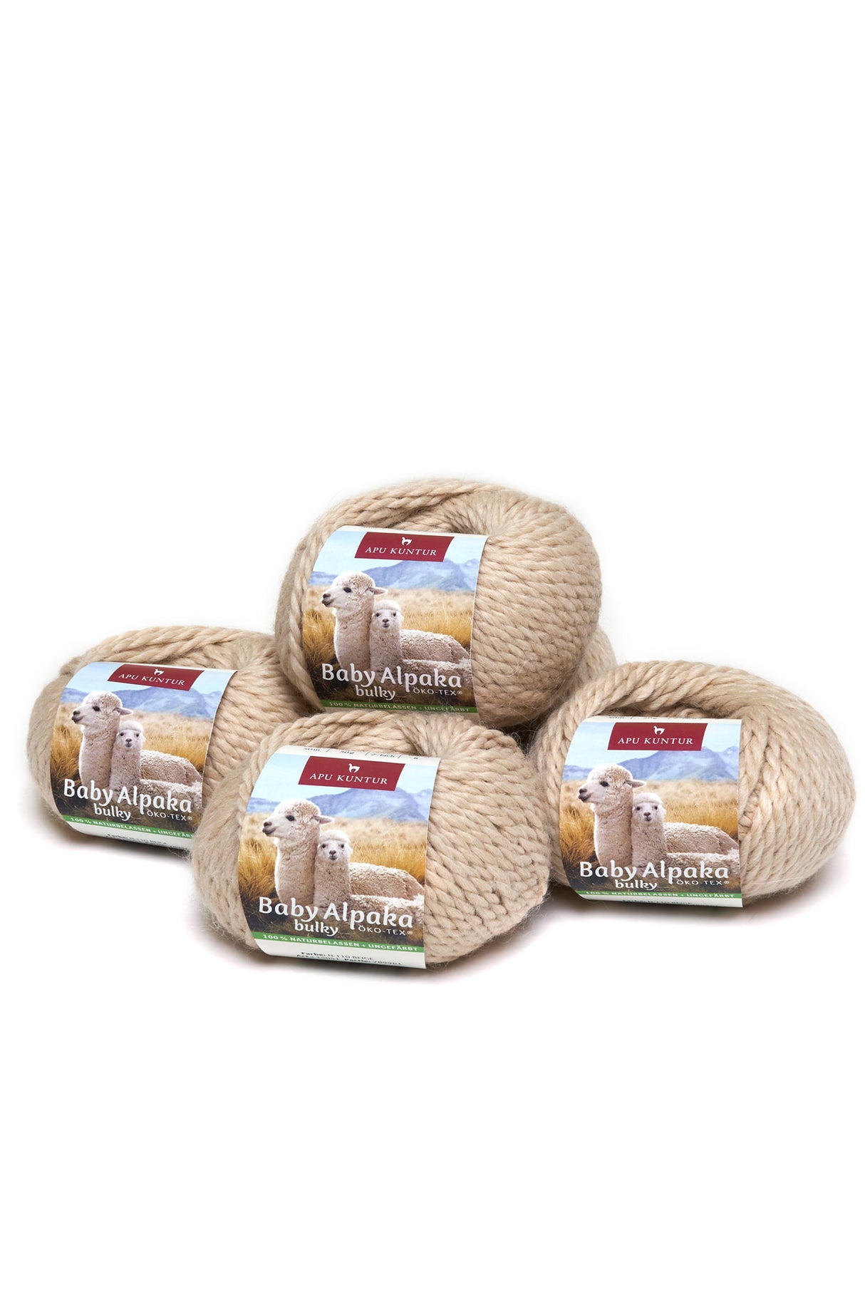 Alpaka Wolle REGULAR | 5x50g | 100% Alpaka | 36 Farben N-110 Beige one-size von Apu Kuntur