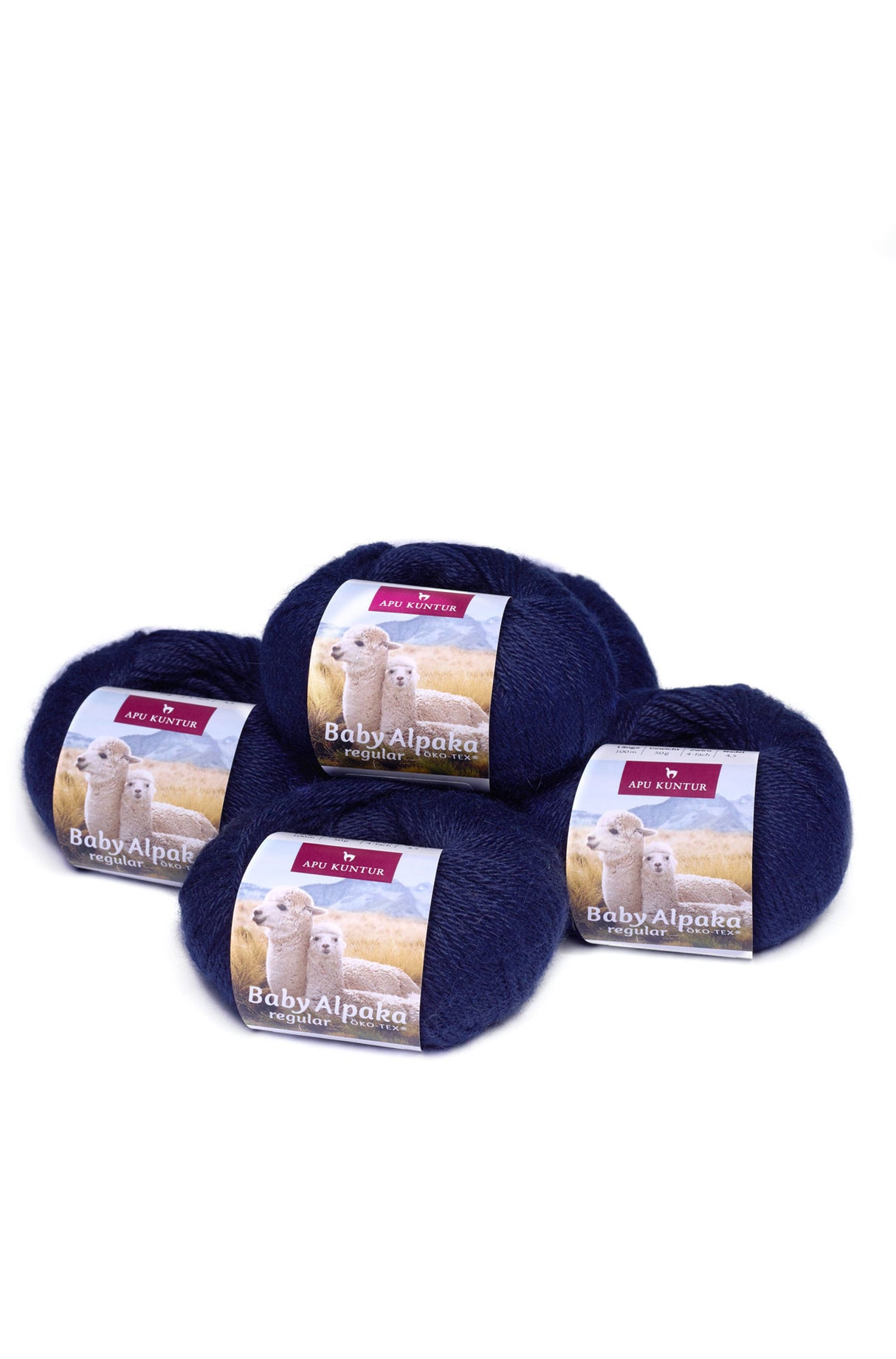 Alpaka Wolle REGULAR | 5x50g | 100% Alpaka | 36 Farben 07 dunkelblau one-size von Apu Kuntur