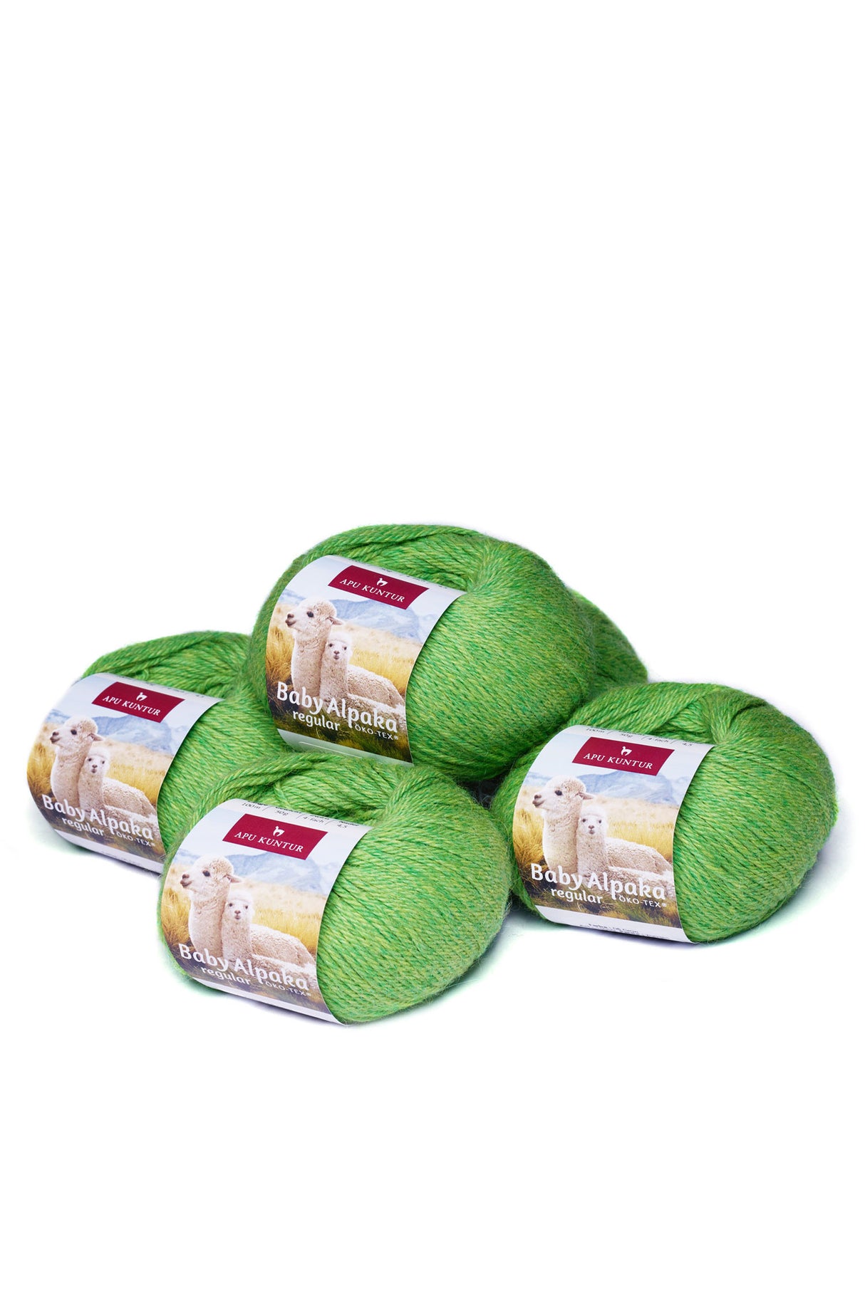 Alpaka Wolle REGULAR | 5x50g | 100% Alpaka | 36 Farben 08 grün one-size von Apu Kuntur
