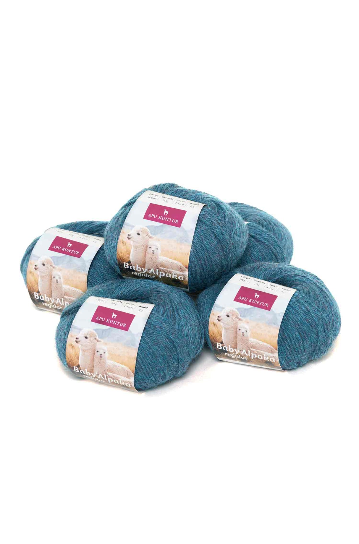 Alpaka Wolle REGULAR | 5x50g | 100% Alpaka | 36 Farben 60 alger one-size von Apu Kuntur