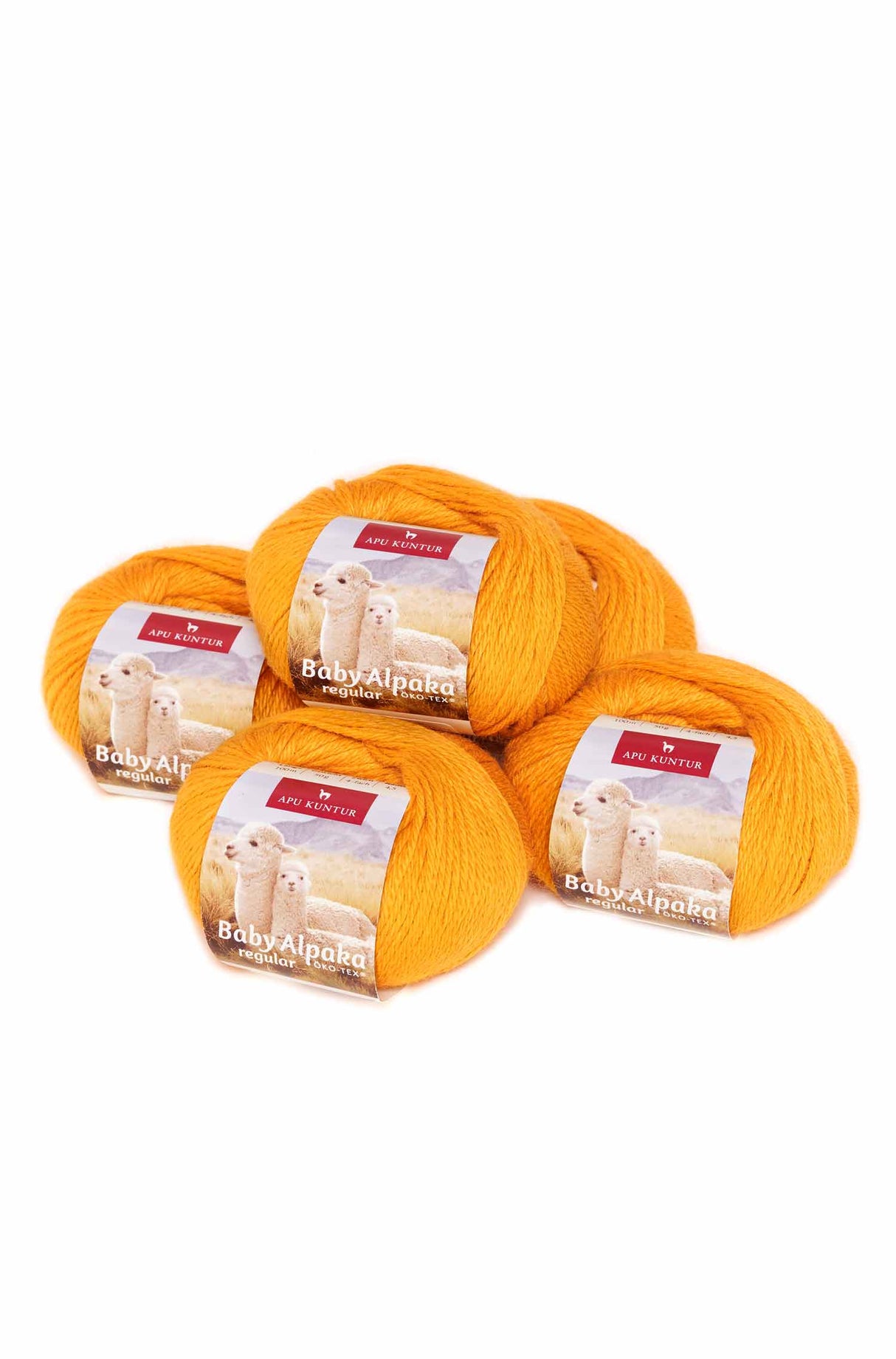 Alpaka Wolle REGULAR | 5x50g | 100% Alpaka | 36 Farben 66 honiggelb one-size von Apu Kuntur
