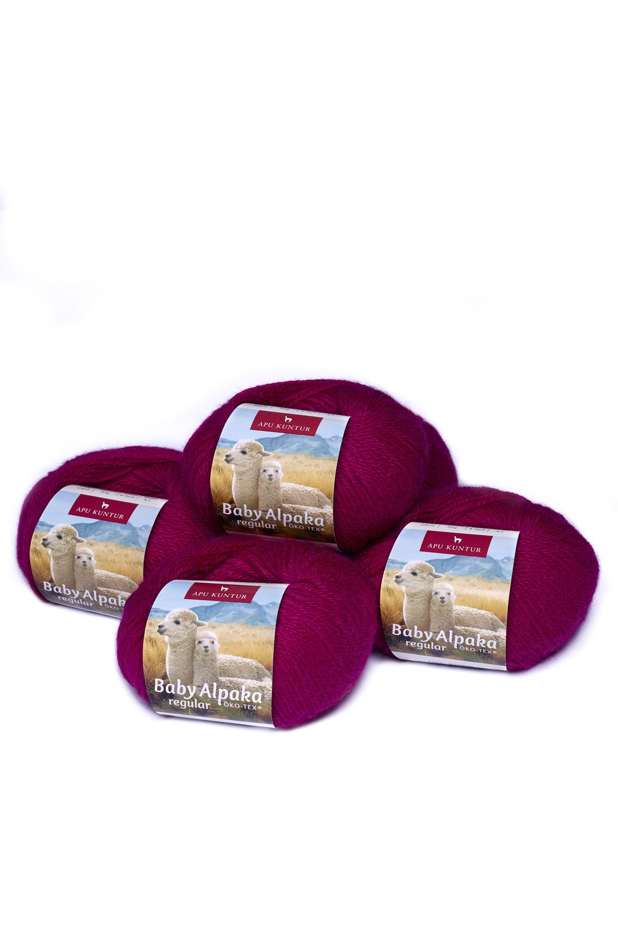 Alpaka Wolle REGULAR | 5x50g | 100% Alpaka | 36 Farben 16 fuchsie one-size von Apu Kuntur