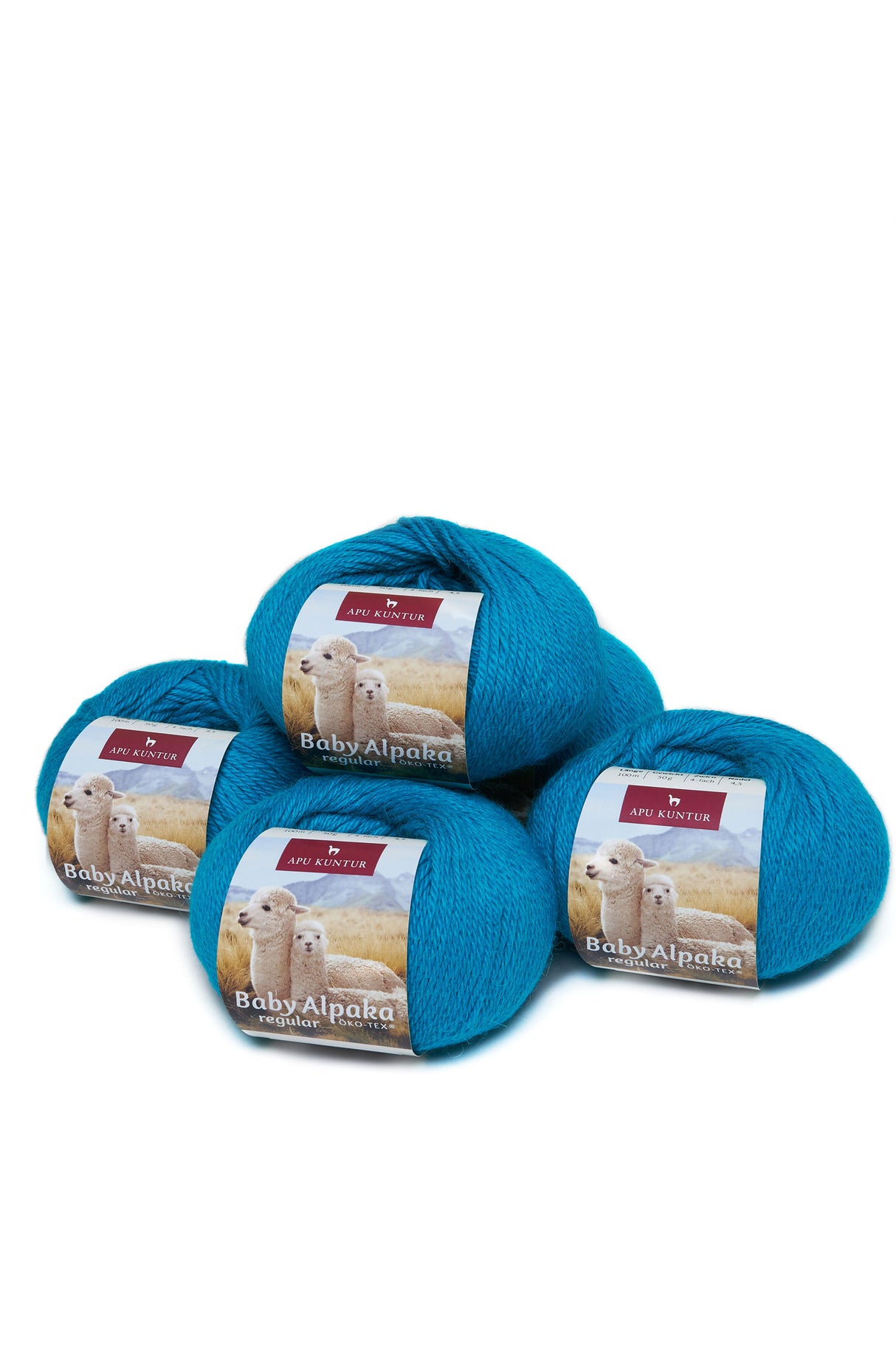 Alpaka Wolle REGULAR | 5x50g | 100% Alpaka | 36 Farben 20 türkis one-size von Apu Kuntur