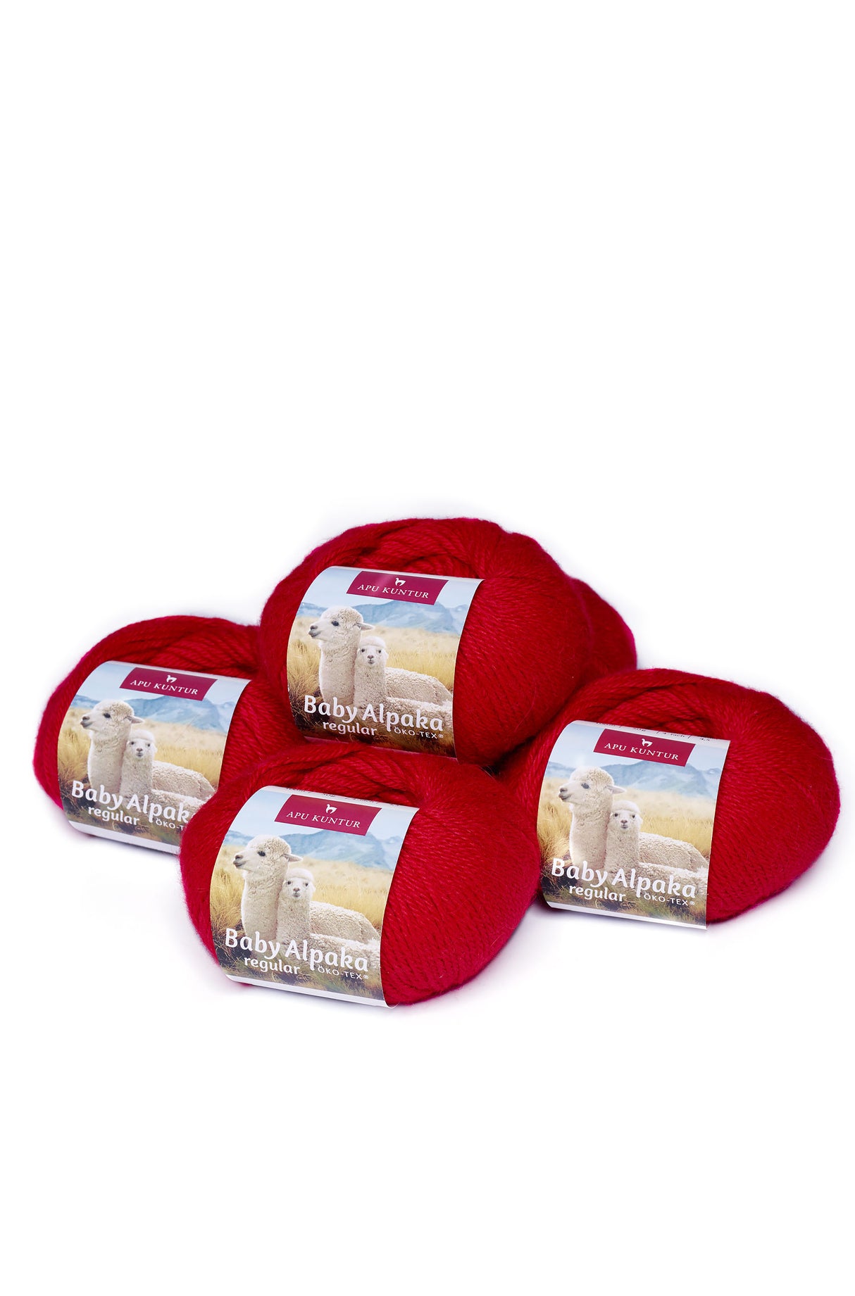 Alpaka Wolle REGULAR | 5x50g | 100% Alpaka | 36 Farben 02 rot one-size von Apu Kuntur