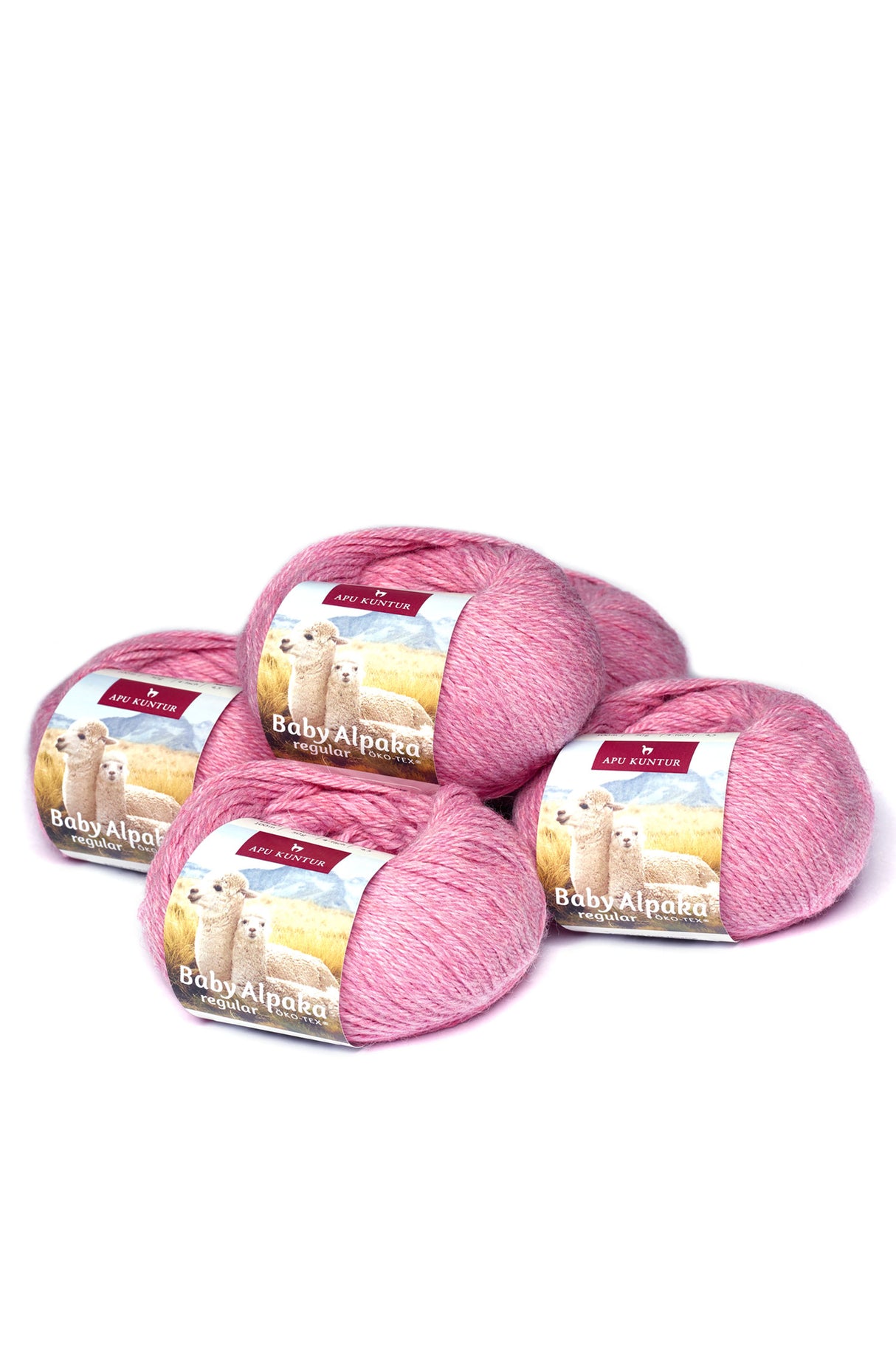 Alpaka Wolle REGULAR | 5x50g | 100% Alpaka | 36 Farben 34 rosa melange one-size von Apu Kuntur