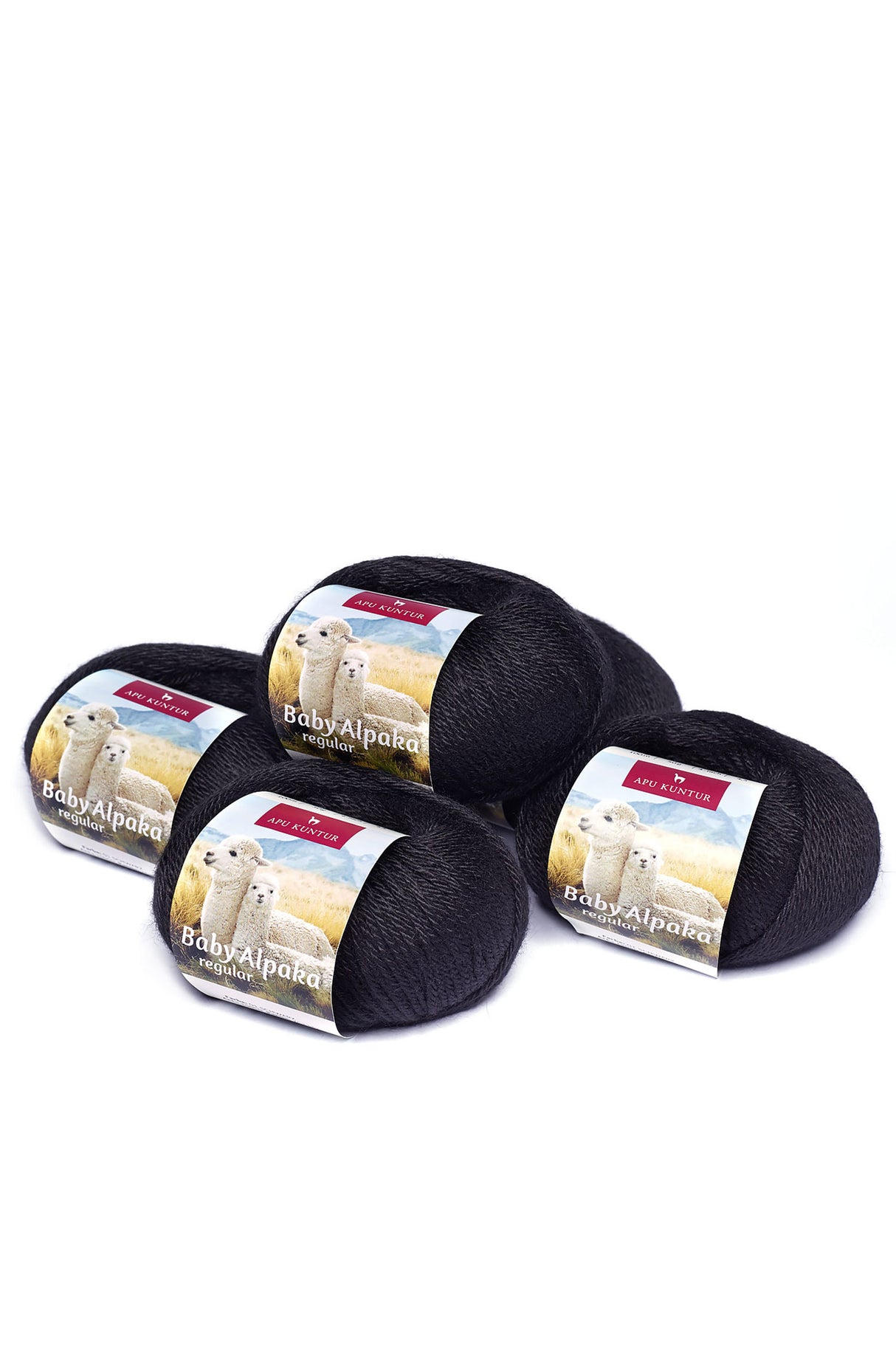 Alpaka Wolle REGULAR | 5x50g | 100% Alpaka | 36 Farben 01 schwarz one-size von Apu Kuntur