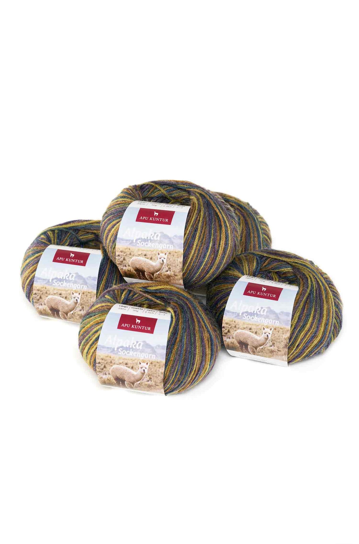 Alpaka Wolle SOCKENGARN | 5x50g | Alpaka-Woll-Mix | 12 Farben lavendel-blau one-size von Apu Kuntur
