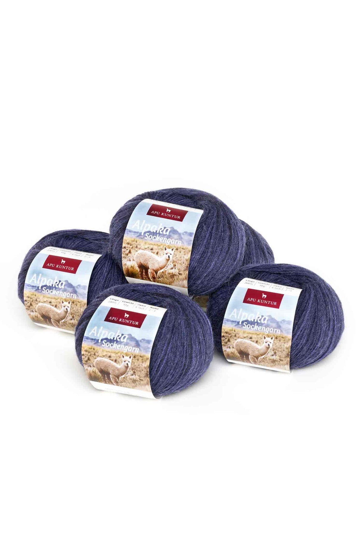 Alpaka Wolle SOCKENGARN | 5x50g | Alpaka-Woll-Mix | 12 Farben dunkelblau one-size von Apu Kuntur