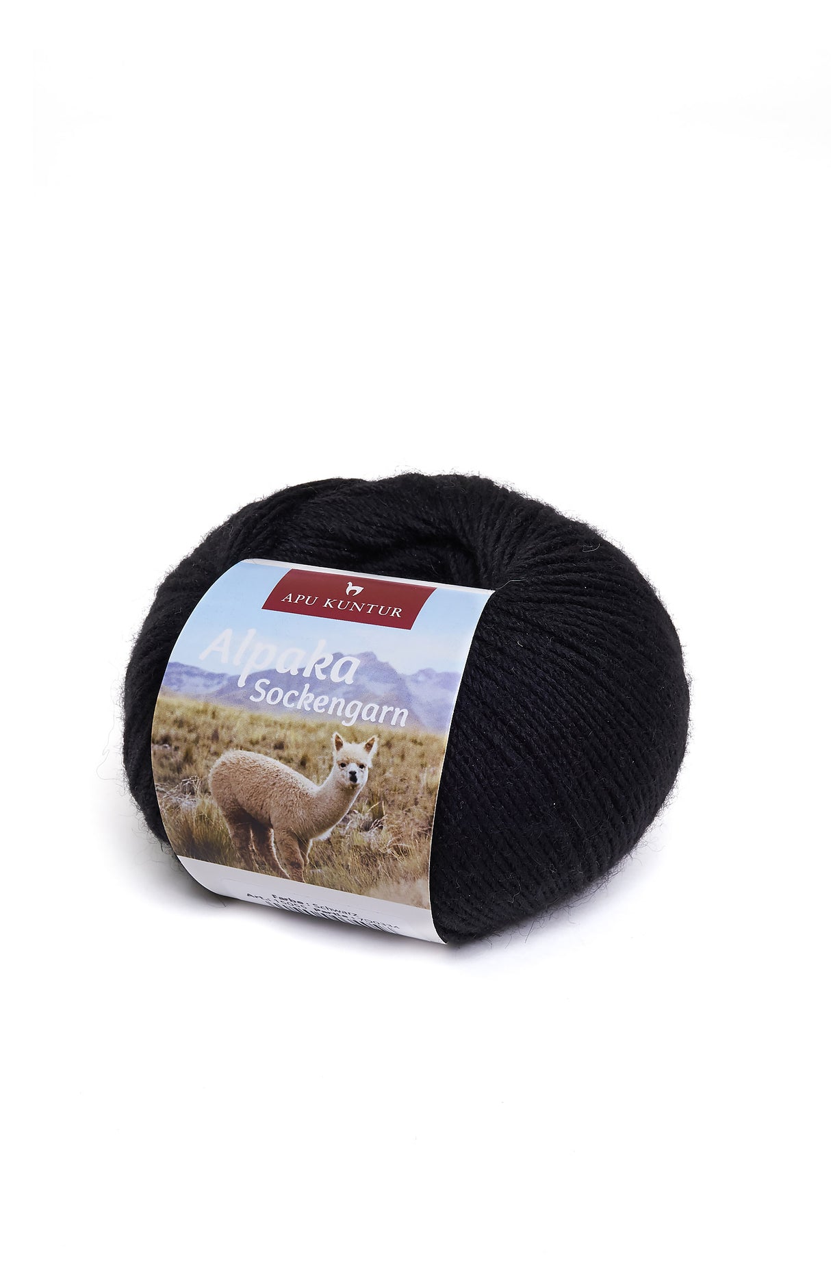 Alpaka Wolle SOCKENGARN | 50g | Alpaka-Woll-Mix schwarz one-size von Apu Kuntur