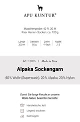 Alpaka Wolle SOCKENGARN | 50g | Alpaka-Woll-Mix von Apu Kuntur