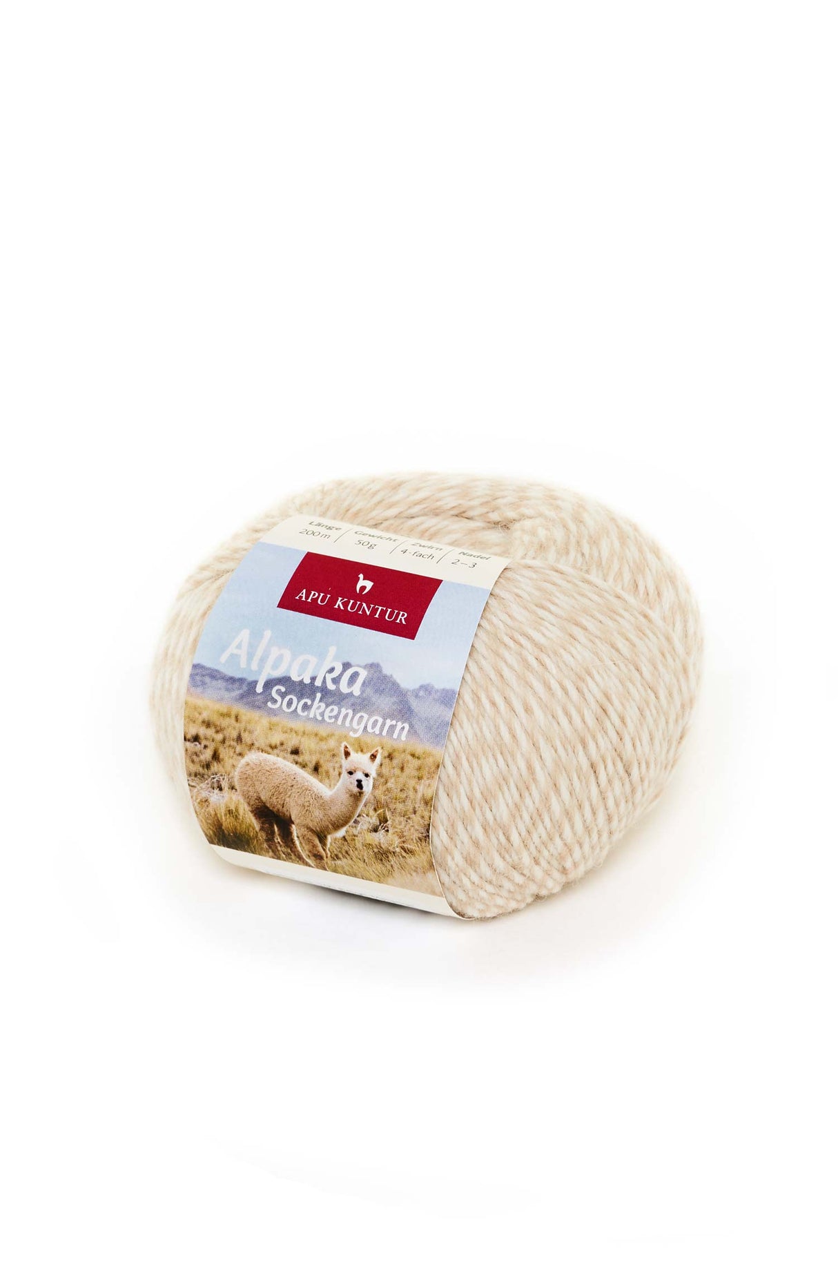 Alpaka Wolle SOCKENGARN | 50g | Alpaka-Woll-Mix N-105 Beige Melange one-size von Apu Kuntur