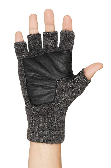 Fingerlose Handschuhe mit Leder-Handfläche MACHA anthrazit von Apu Kuntur