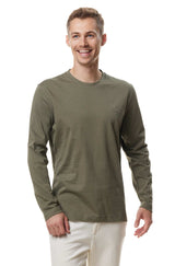 Longsleeve Shirt Herren MATEO aus 90% Bio Pima Baumwolle und 10% Royal-Alpaka light olive von Apu Kuntur