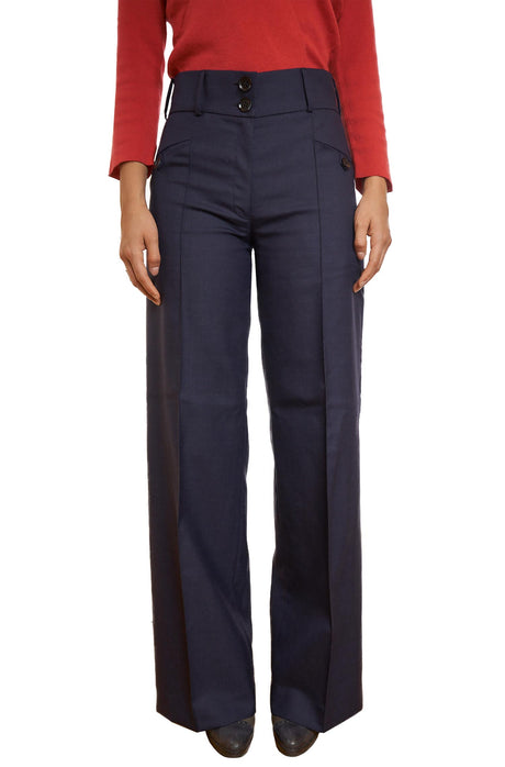 Marlenehose PERDON aus 50% Alpaka und 50% Lyocell midnight blue von Apu Kuntur