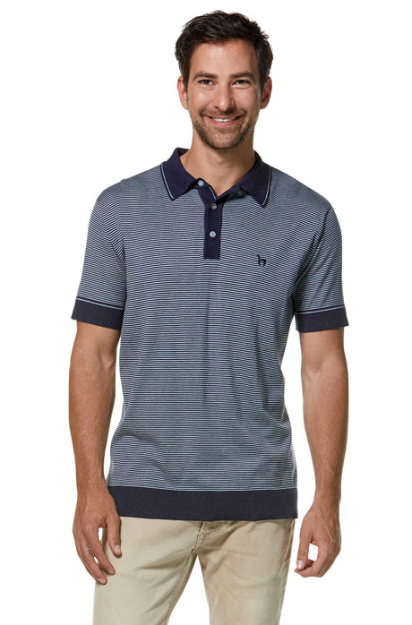 Poloshirt Herren DIEGO aus 90% Bio Pima Baumwolle und 10% Royal Alpaka blau von Apu Kuntur