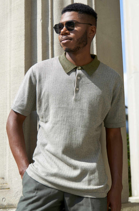 Poloshirt Herren SANTIAGO aus 90% Bio Pima Baumwolle und 10% Royal Alpaka khaki von Apu Kuntur