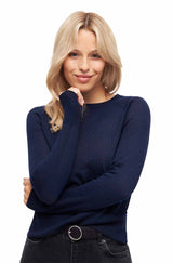 Damen Pullover ADORA - 70% Bio Baumwolle und 30% Alpaka dunkelblau von Apu Kuntur