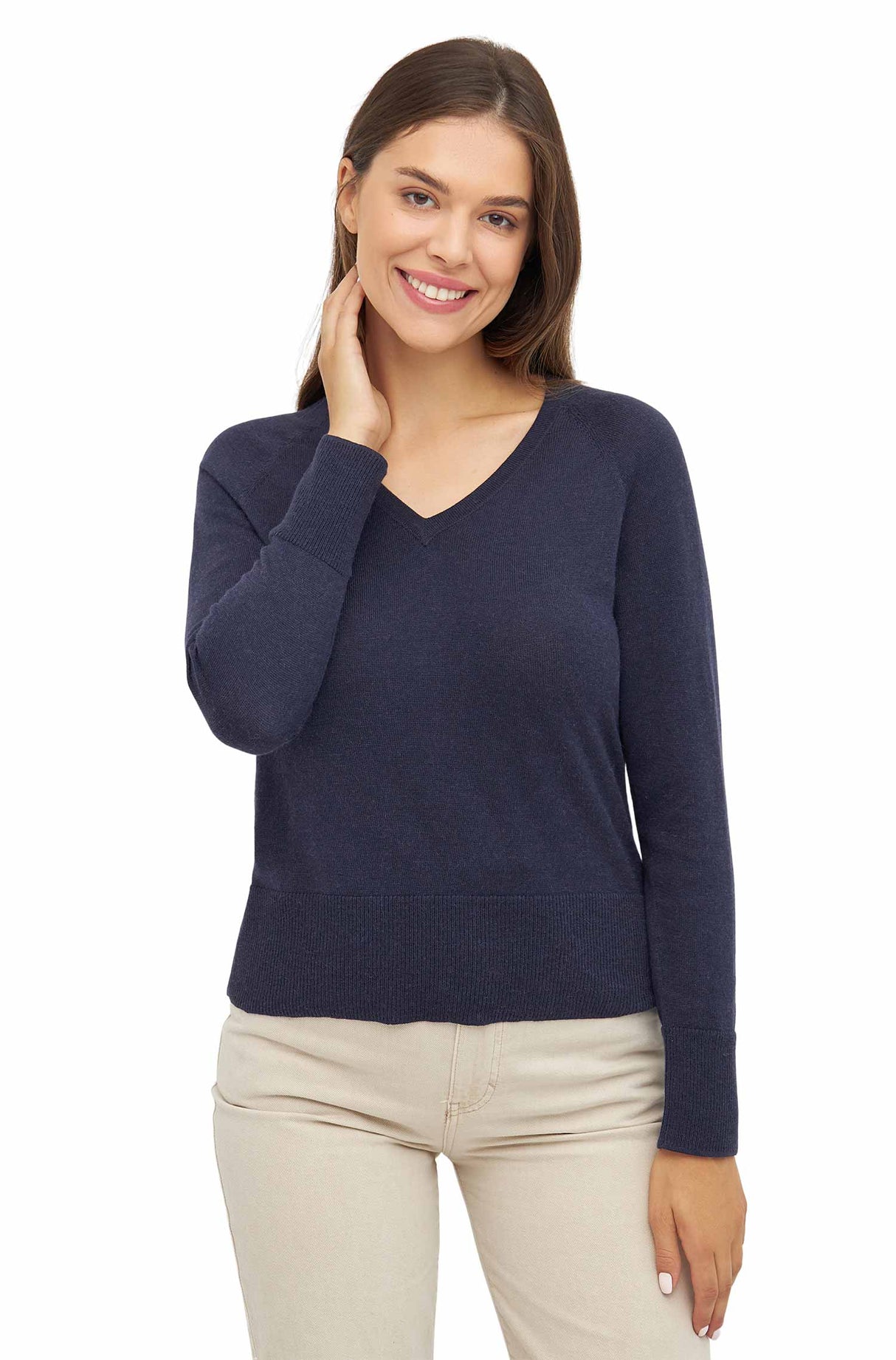 Pullover AURELIA 70% Bio Baumwolle und 30% Alpaka dunkelblau von Apu Kuntur