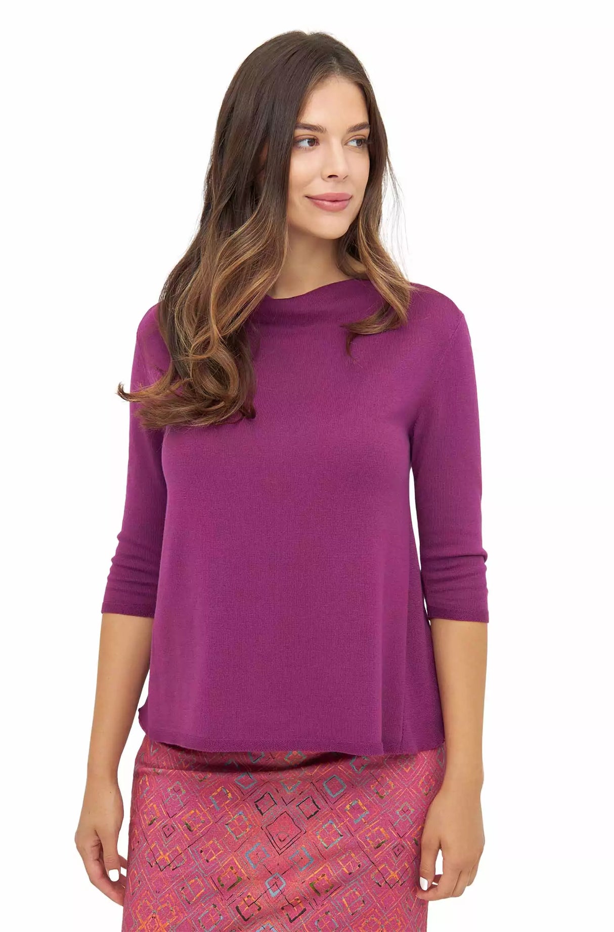 Pullover VEGA aus Alpaka-Tencel-Wolle Mix violett berry von Apu Kuntur