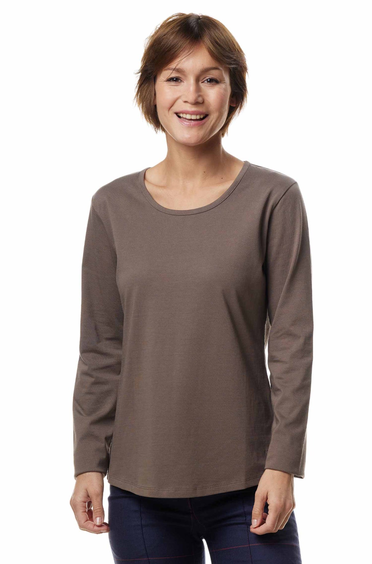 Langarm-Shirt RUNDHALS aus 10% Alpaka und 90% Baumwolle falcon von Apu Kuntur