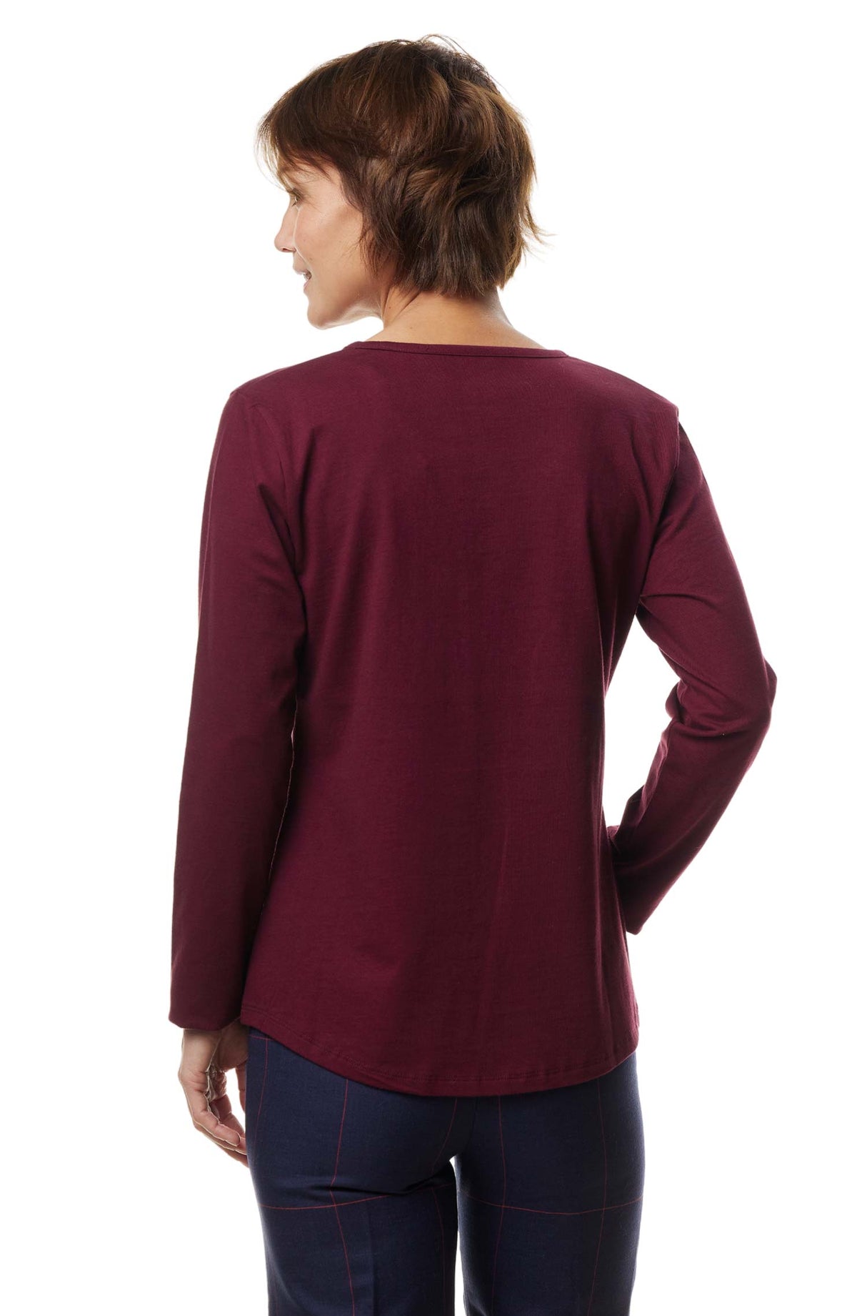 Langarm-Shirt RUNDHALS aus 10% Alpaka und 90% Baumwolle von Apu Kuntur
