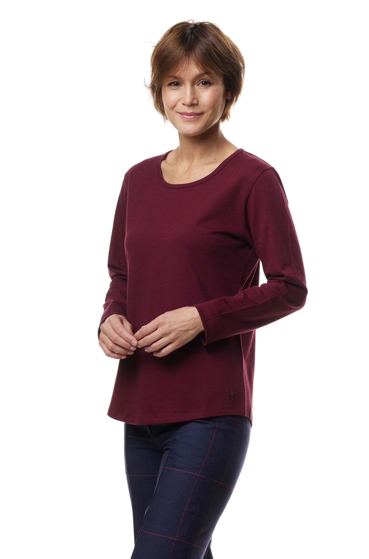 Langarm-Shirt RUNDHALS aus 10% Alpaka und 90% Baumwolle von Apu Kuntur
