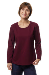 Langarm-Shirt RUNDHALS aus 10% Alpaka und 90% Baumwolle merlot red von Apu Kuntur